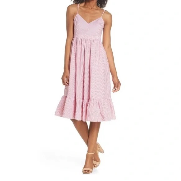 NWOT J Crew red stripes Spaghetti Strap Dress 2 - Picture 2 of 7
